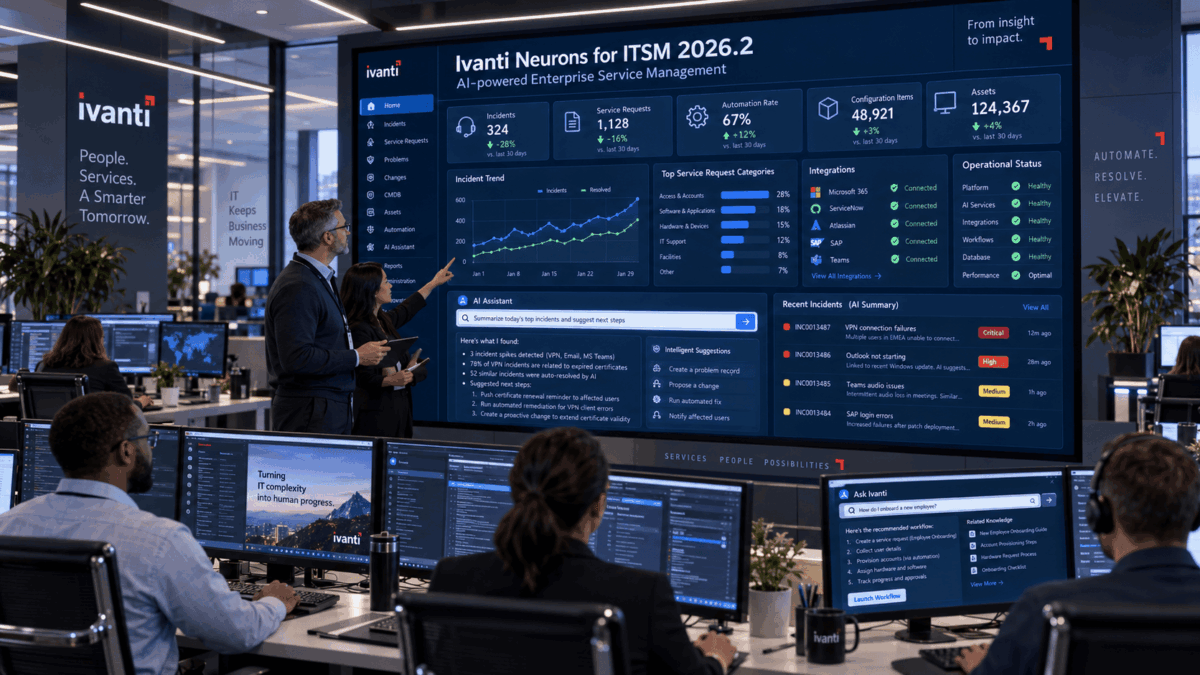 Desarrolladores presentando Ivanti Neurons for ITSM 2026.2